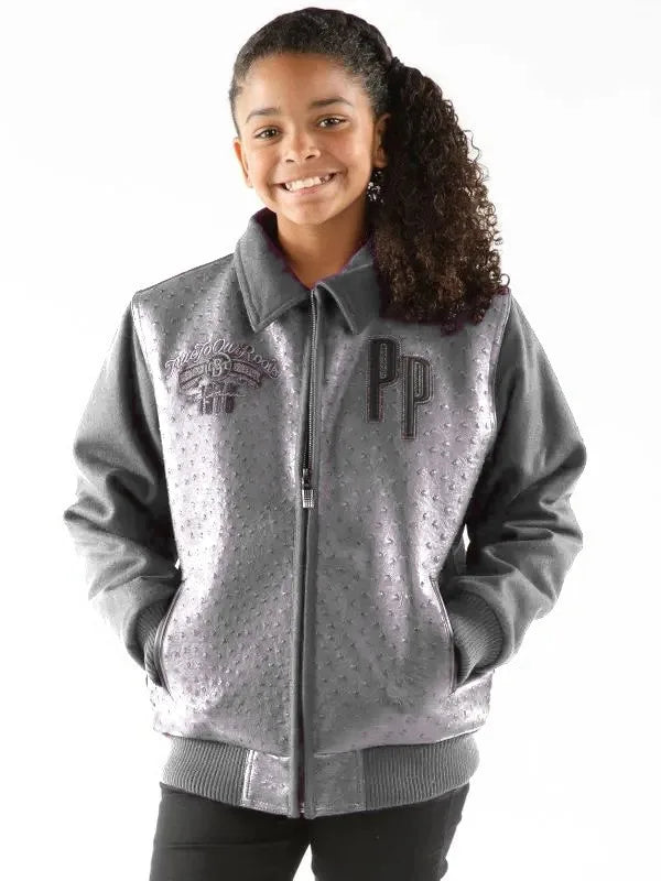 Pelle Pelle Kids Gray Shirt Collar Jacket image 0