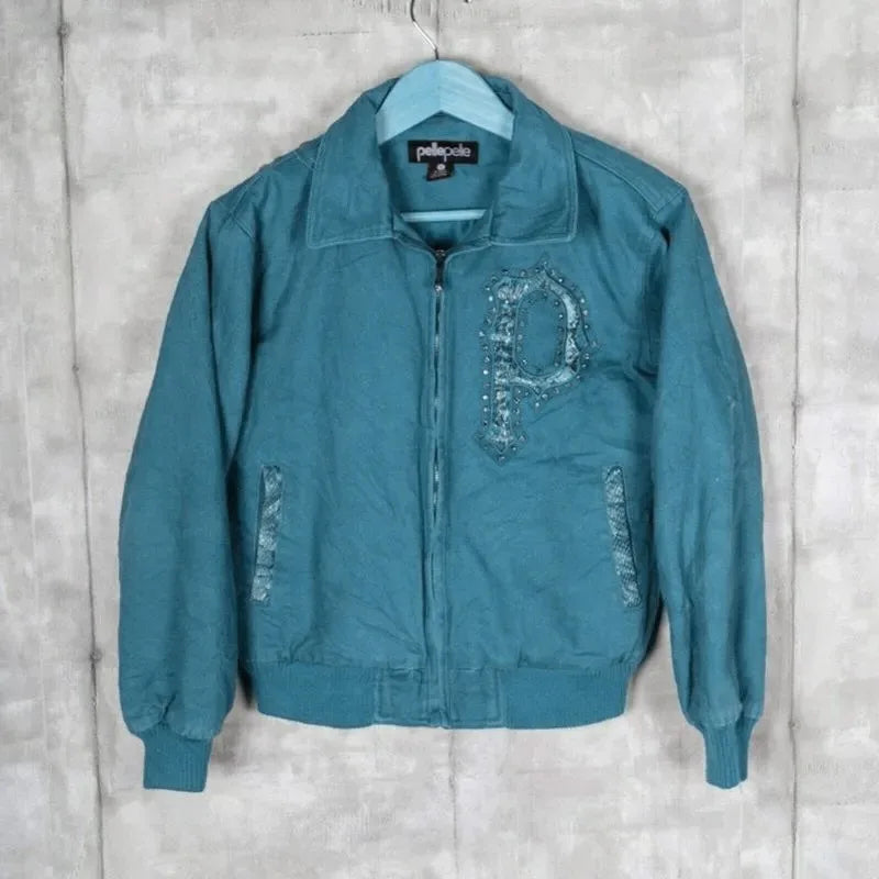 Pelle Pelle Marc Buchanan Womens Vintage Bomber Turquoise Jacket image 0
