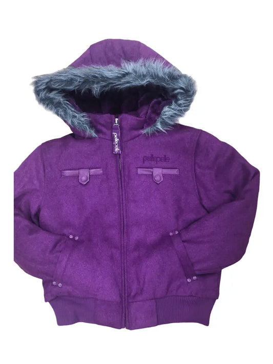 Kids Pelle Pelle Wool Hooded Purple Bomber Jacket image 0