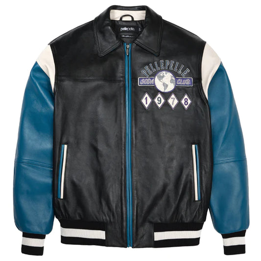 Men Pelle Pelle World Famous Soda Club Plush Blue And Black Jacket image 0
